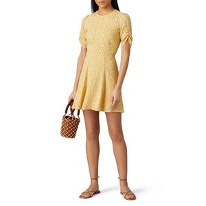 Reformation Gracie Mini Dress in Peru Lily Yellow Floral Flower